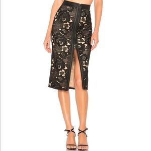 Michael Costello x REVOLVE Kaisley Lace Midi Skirt Black Size Medium NWT